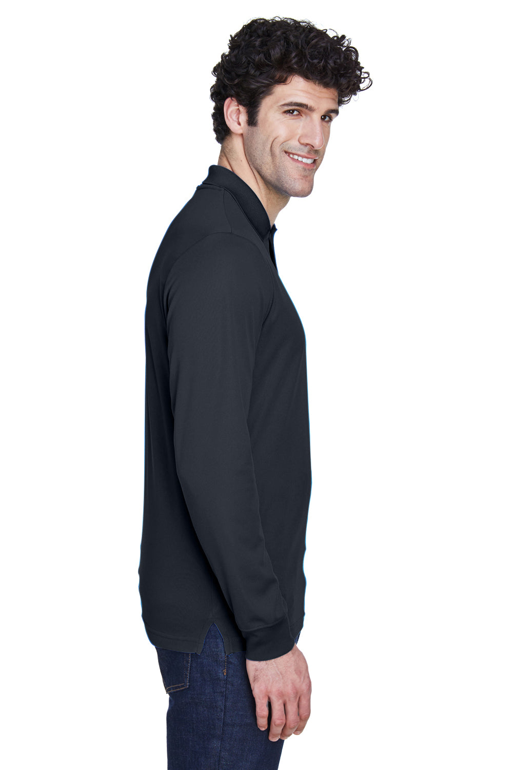 Core 365 88192 Mens Pinnacle Performance Moisture Wicking Long Sleeve Polo Shirt Carbon Grey Side