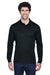 Core 365 88192 Mens Pinnacle Performance Moisture Wicking Long Sleeve Polo Shirt Black Front