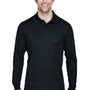 Core 365 Mens Pinnacle Performance Moisture Wicking Long Sleeve Polo Shirt - Black