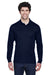 Core 365 88192 Mens Pinnacle Performance Moisture Wicking Long Sleeve Polo Shirt Navy Blue Front