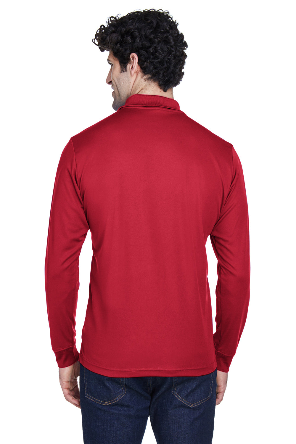 Core 365 88192 Mens Pinnacle Performance Moisture Wicking Long Sleeve Polo Shirt Red Back