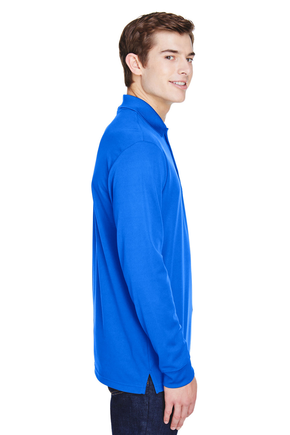 Core 365 88192P Mens Pinnacle Performance Moisture Wicking Long Sleeve Polo Shirt w/ Pocket Royal Blue Side