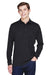 Core 365 88192P Mens Pinnacle Performance Moisture Wicking Long Sleeve Polo Shirt w/ Pocket Black Front