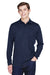 Core 365 88192P Mens Pinnacle Performance Moisture Wicking Long Sleeve Polo Shirt w/ Pocket Navy Blue Front