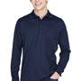 Core 365 Mens Pinnacle Performance Moisture Wicking Long Sleeve Polo Shirt w/ Pocket - Classic Navy Blue