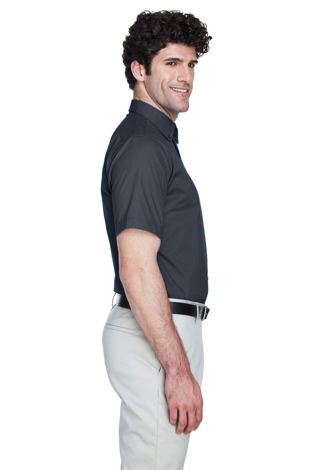 Core 365 88194 Mens Optimum Short Sleeve Button Down Shirt w/ Pocket Carbon Grey Side