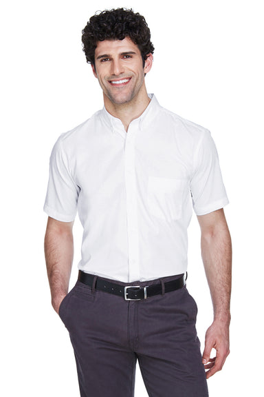 Core 365 88194 Mens Optimum Short Sleeve Button Down Shirt w/ Pocket White Front