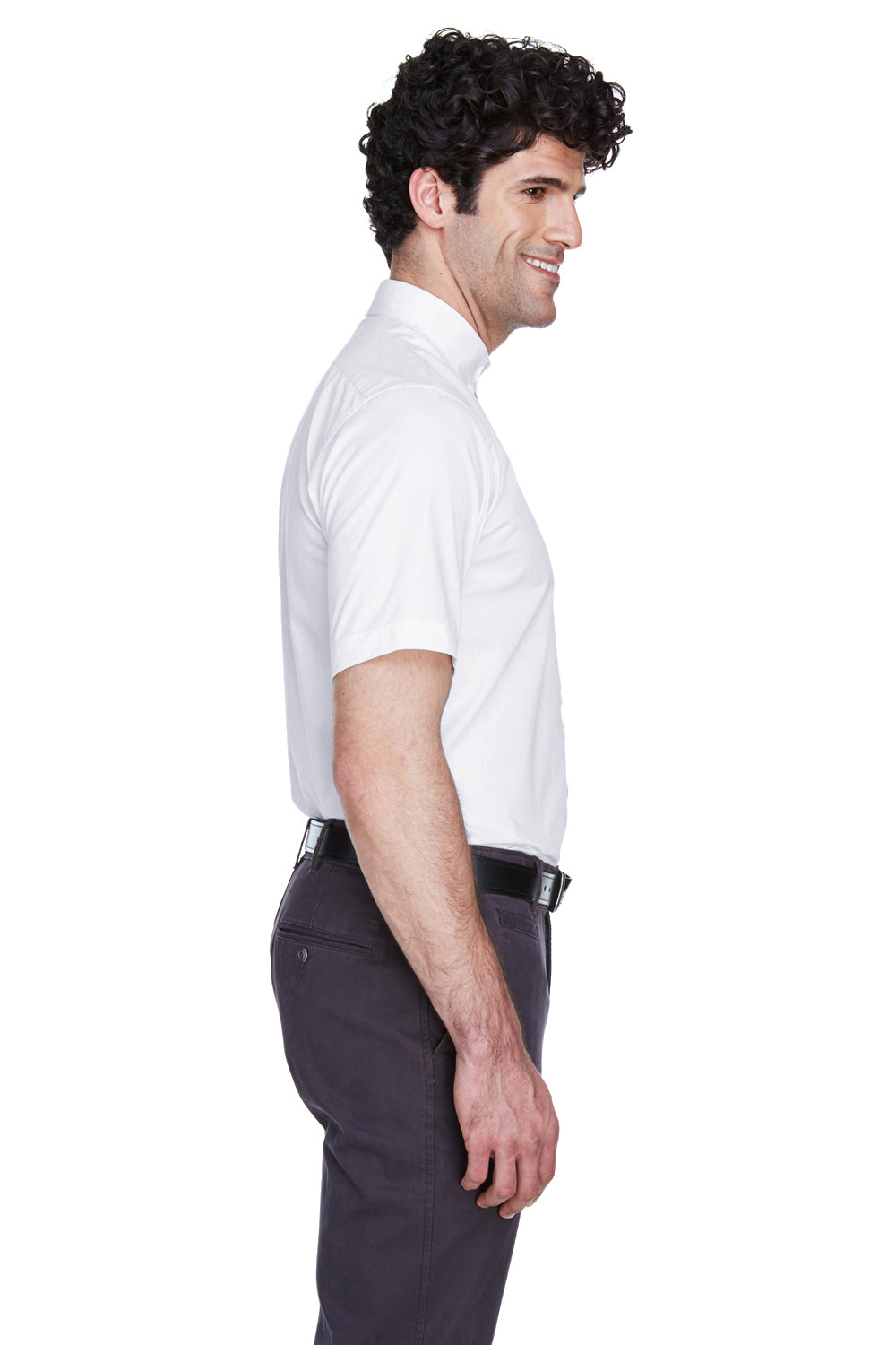 Core 365 88194 Mens Optimum Short Sleeve Button Down Shirt w/ Pocket White Side