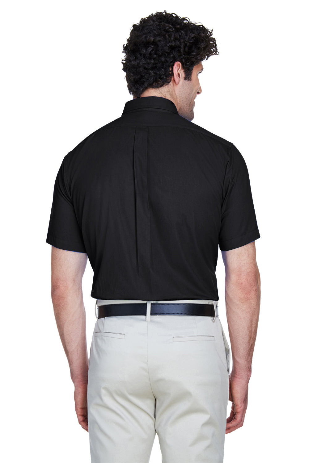 Core 365 88194 Mens Optimum Short Sleeve Button Down Shirt w/ Pocket Black Back