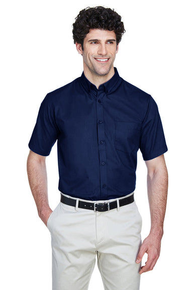 Core 365 88194 Mens Optimum Short Sleeve Button Down Shirt w/ Pocket Navy Blue Front