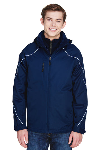 North End 88196 Mens Angle 3-in-1 Full Zip Hooded Jacket Navy Blue Front