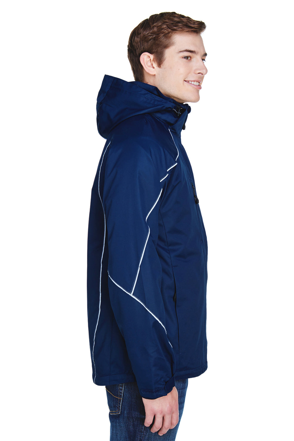 North End 88196 Mens Angle 3-in-1 Full Zip Hooded Jacket Navy Blue Side