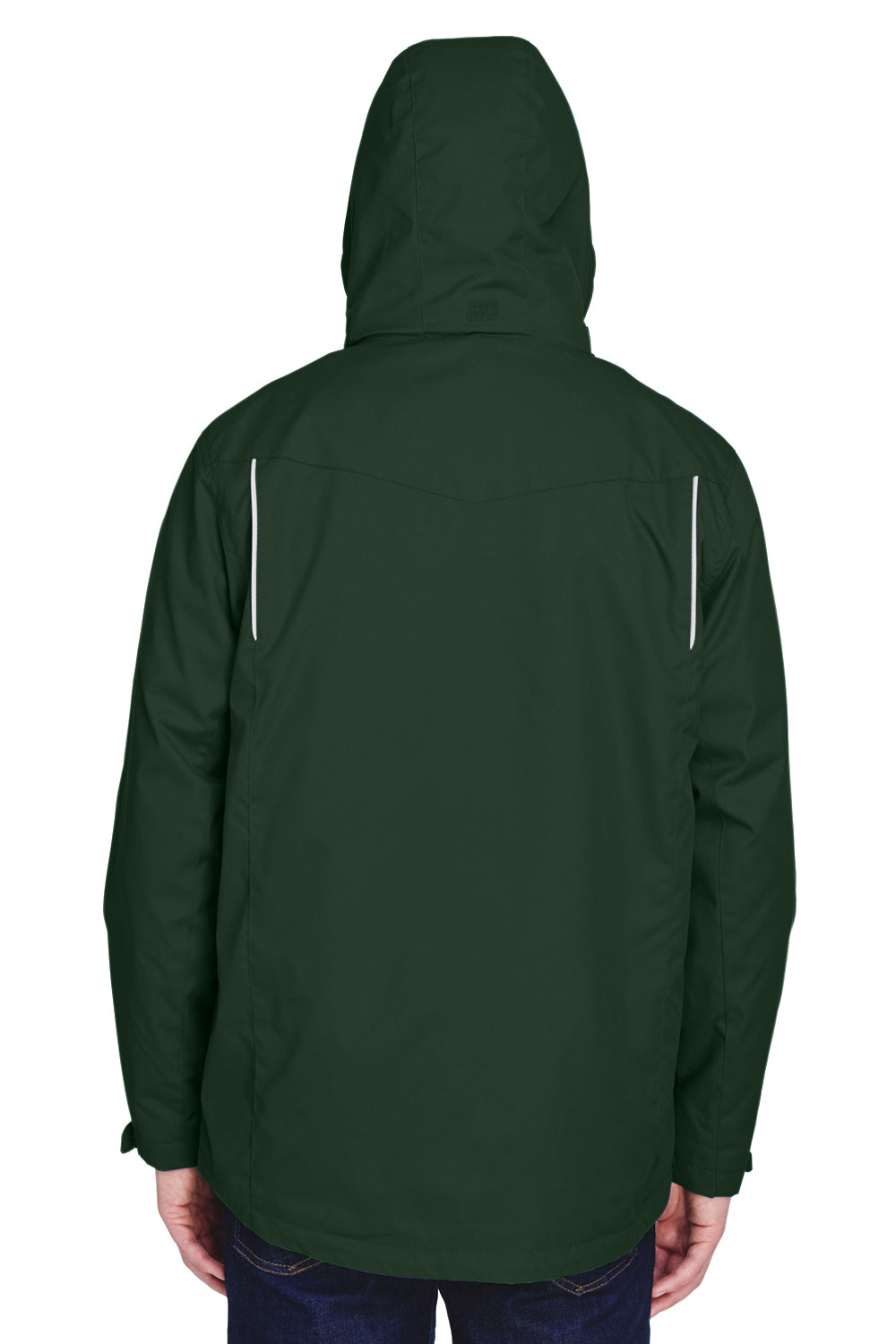 Core 365 88205 Mens Region 3-in-1 Water Resistant Full Zip Hooded Jacket Forest Green Back