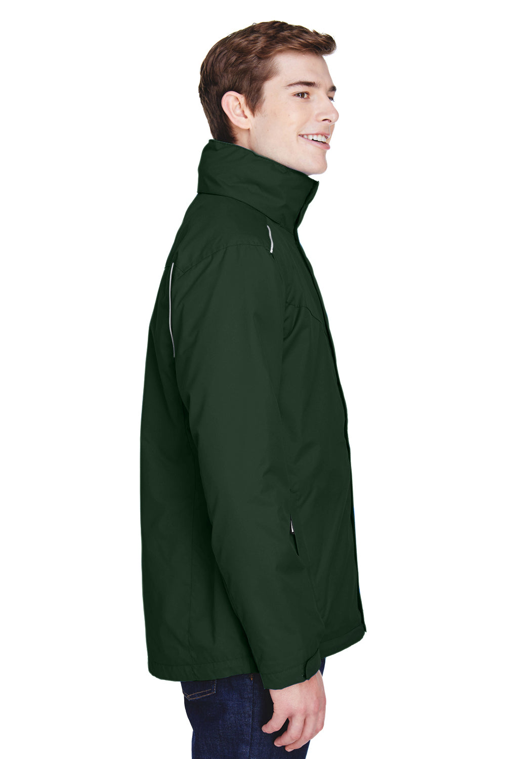 Core 365 88205 Mens Region 3-in-1 Water Resistant Full Zip Hooded Jacket Forest Green Side