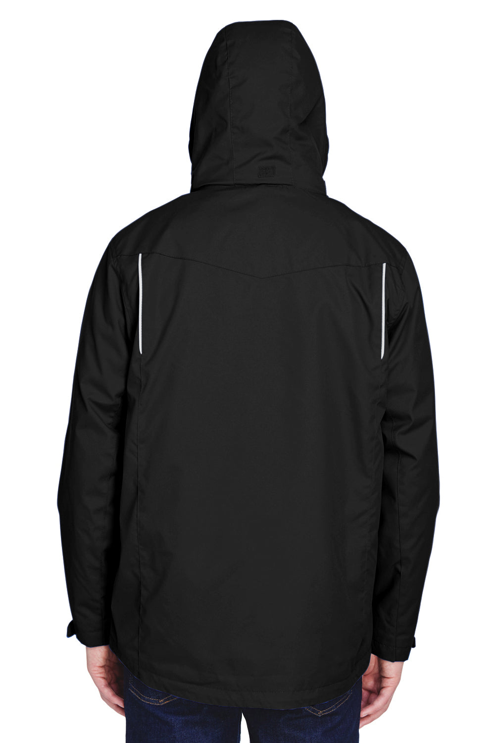 Core 365 88205 Mens Region 3-in-1 Water Resistant Full Zip Hooded Jacket Black Back