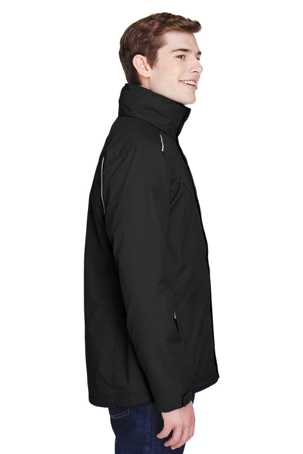 Core 365 88205 Mens Region 3-in-1 Water Resistant Full Zip Hooded Jacket Black Side