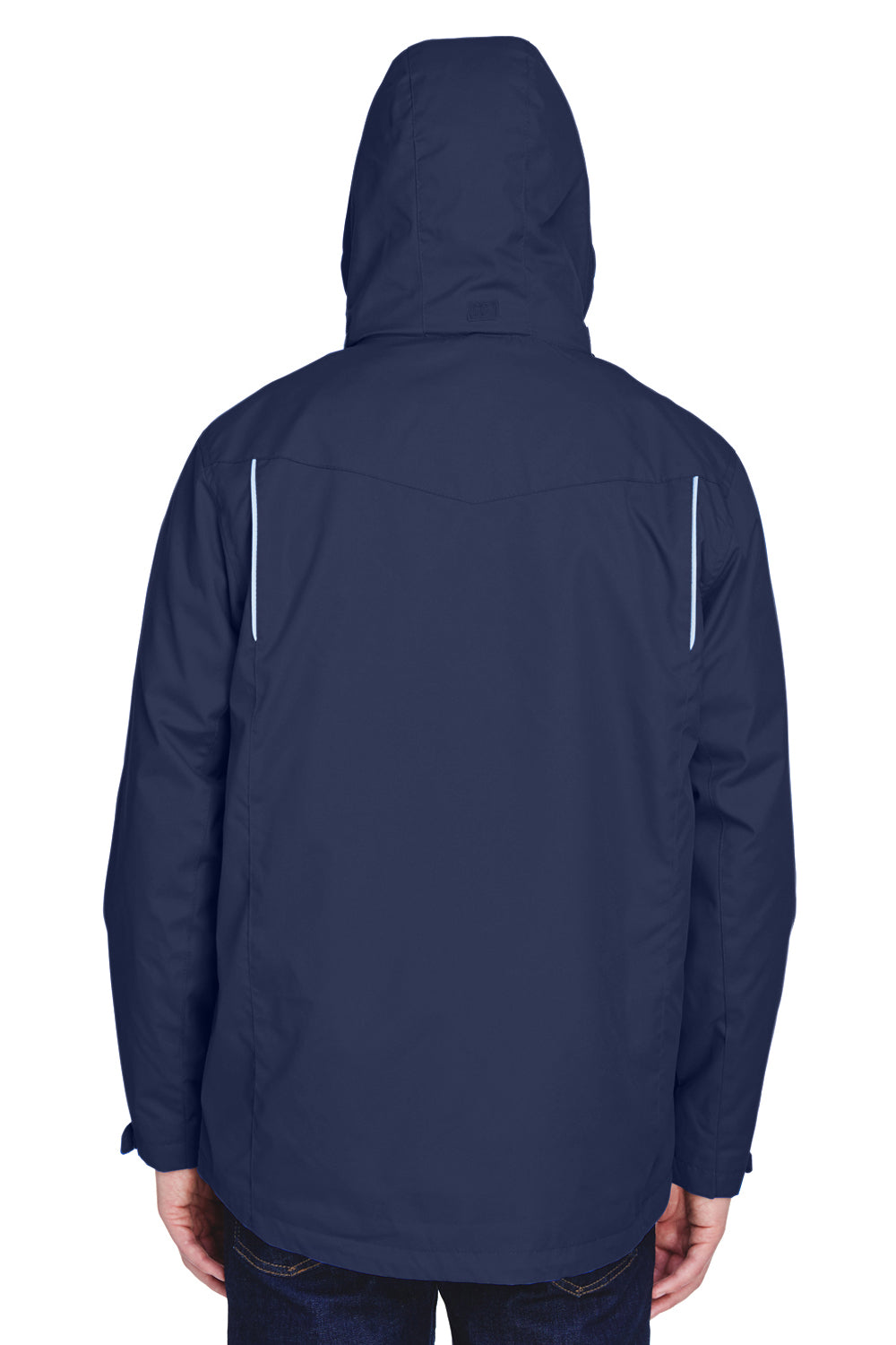 Core 365 88205 Mens Region 3-in-1 Water Resistant Full Zip Hooded Jacket Navy Blue Back