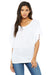 Bella + Canvas 8821 Womens Flowy Draped Dolman Short Sleeve Wide Neck T-Shirt White Front