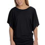 Bella + Canvas Womens Flowy Draped Dolman Short Sleeve Wide Neck T-Shirt - Black - Closeout