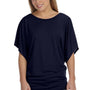 Bella + Canvas Womens Flowy Draped Dolman Short Sleeve Wide Neck T-Shirt - Midnight Blue - Closeout