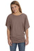 Bella + Canvas 8821 Womens Flowy Draped Dolman Short Sleeve Wide Neck T-Shirt Pebble Brown Front