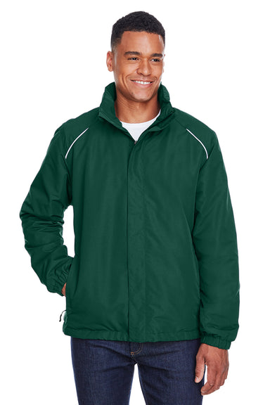 Core 365 88224 Mens Profile Water Resistant Full Zip Hooded Jacket Forest Green Front