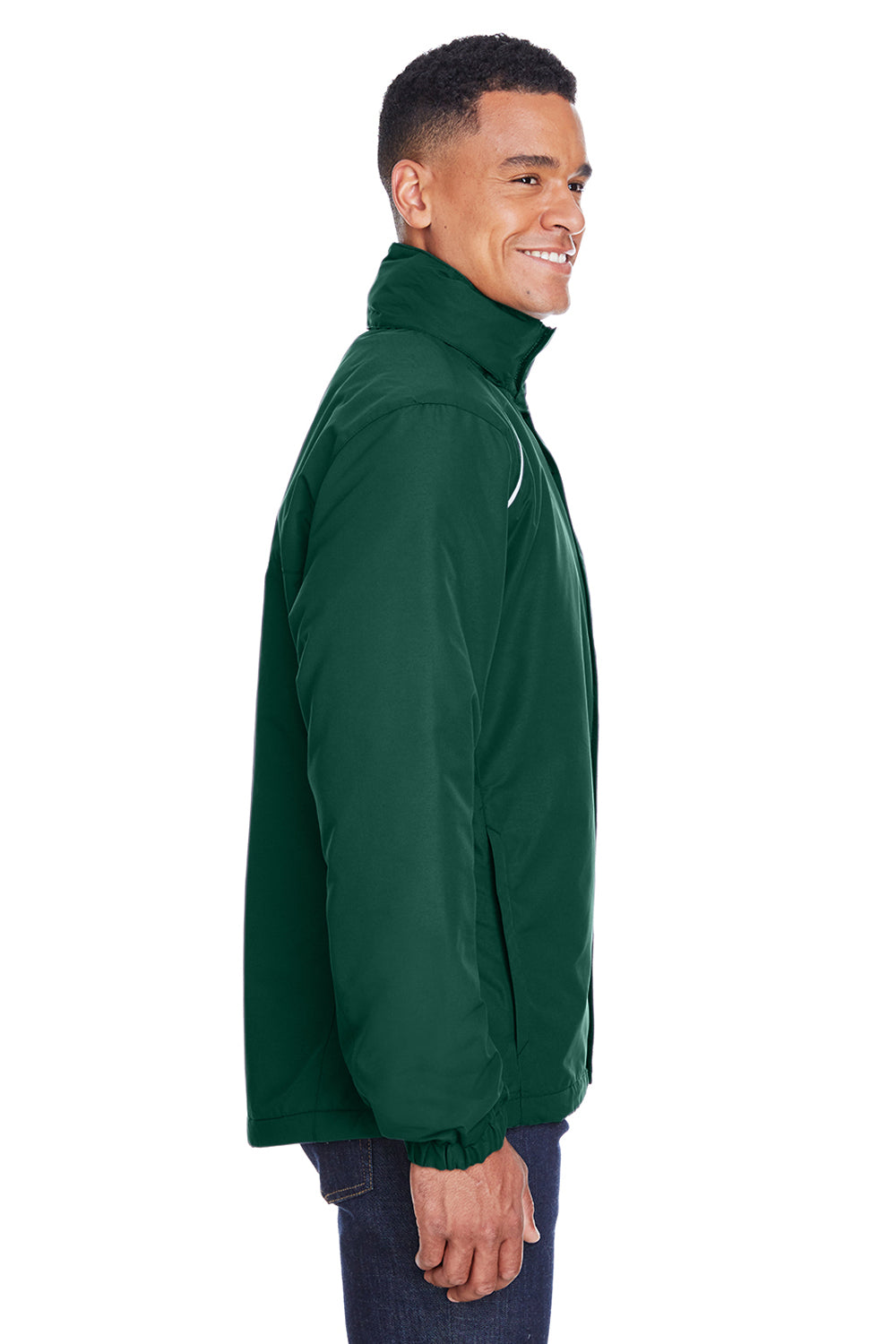 Core 365 88224 Mens Profile Water Resistant Full Zip Hooded Jacket Forest Green Side
