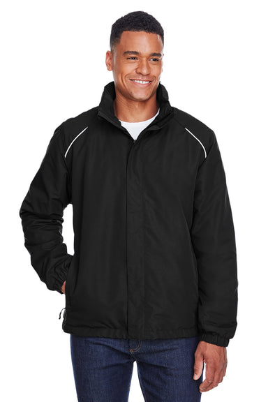 Core 365 88224 Mens Profile Water Resistant Full Zip Hooded Jacket Black Front
