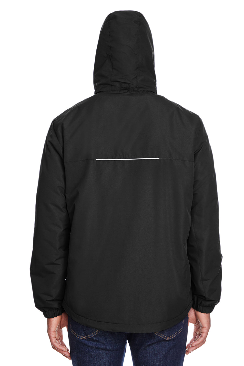 Core 365 88224 Mens Profile Water Resistant Full Zip Hooded Jacket Black Back
