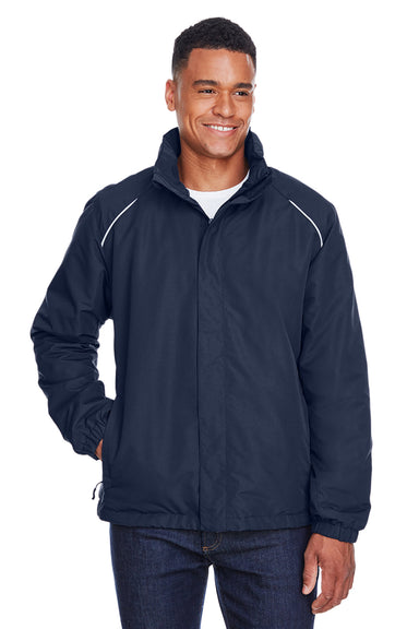 Core 365 88224 Mens Profile Water Resistant Full Zip Hooded Jacket Navy Blue Front