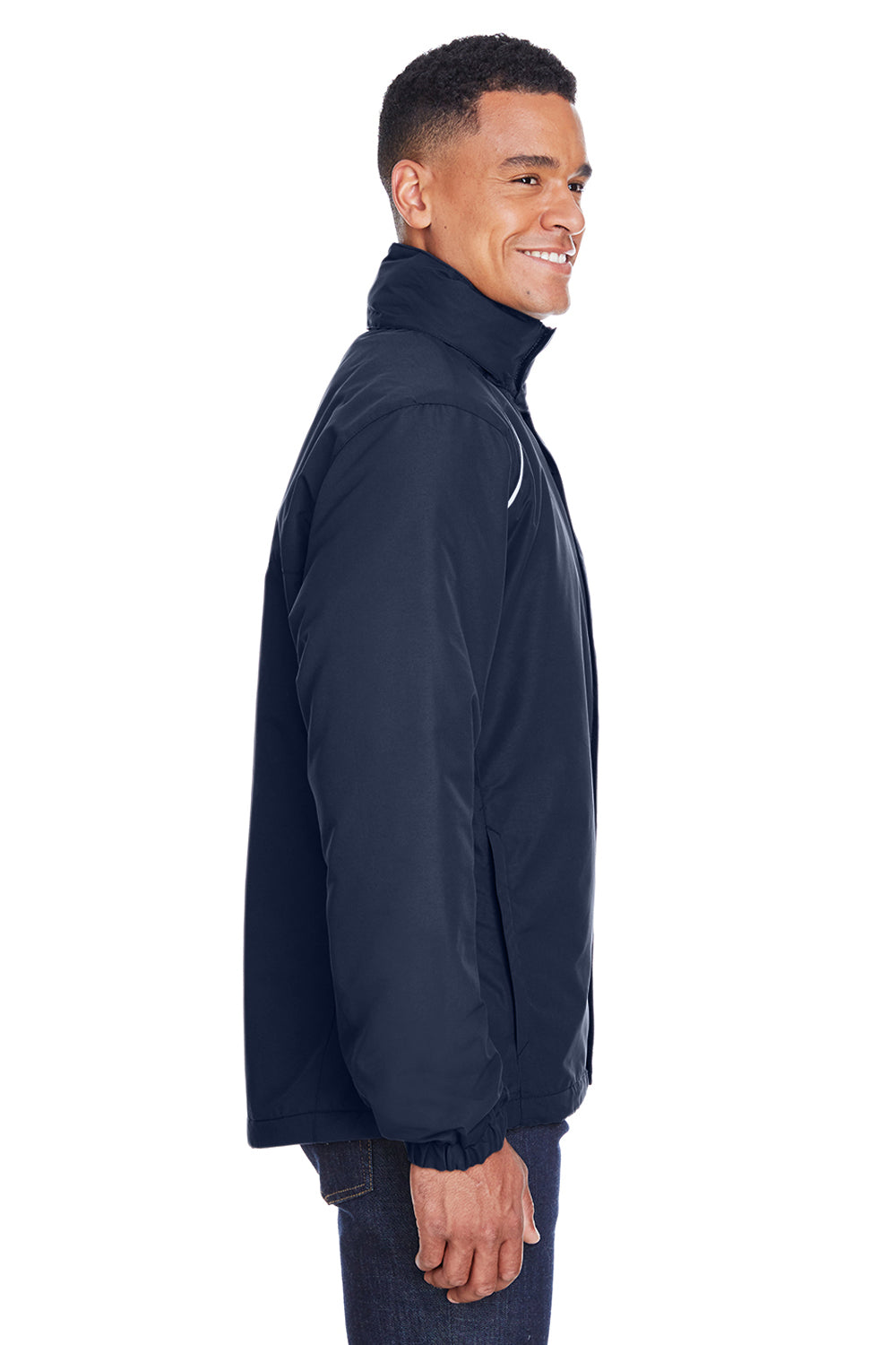 Core 365 88224 Mens Profile Water Resistant Full Zip Hooded Jacket Navy Blue Side