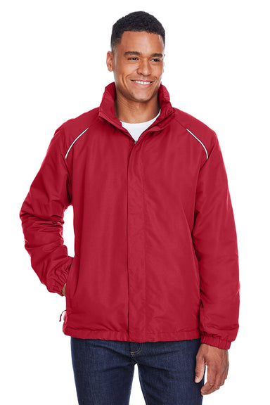 Core 365 88224 Mens Profile Water Resistant Full Zip Hooded Jacket Red Front