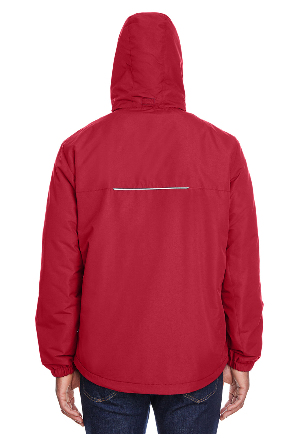 Core 365 88224 Mens Profile Water Resistant Full Zip Hooded Jacket Red Back