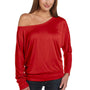 Bella + Canvas Womens Flowy Off Shoulder Long Sleeve Wide Neck T-Shirt - Red - Closeout