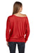 Bella + Canvas 8850 Womens Flowy Off Shoulder Long Sleeve Wide Neck T-Shirt Red Back