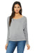 Bella + Canvas 8850 Womens Flowy Off Shoulder Long Sleeve Wide Neck T-Shirt Heather Grey Front