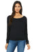 Bella + Canvas 8850 Womens Flowy Off Shoulder Long Sleeve Wide Neck T-Shirt Black Front