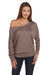 Bella + Canvas 8850 Womens Flowy Off Shoulder Long Sleeve Wide Neck T-Shirt Pebble Brown Front