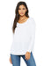 Bella + Canvas 8852 Womens Flowy Long Sleeve Wide Neck T-Shirt White Front
