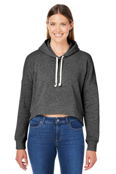 J America 8853JA Womens Cropped Hooded Sweatshirt Hoodie Grey Triblend Front