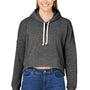 J America Womens Cropped Hooded Sweatshirt Hoodie - Grey Triblend - NEW