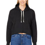 J America Womens Cropped Hooded Sweatshirt Hoodie - Black Triblend