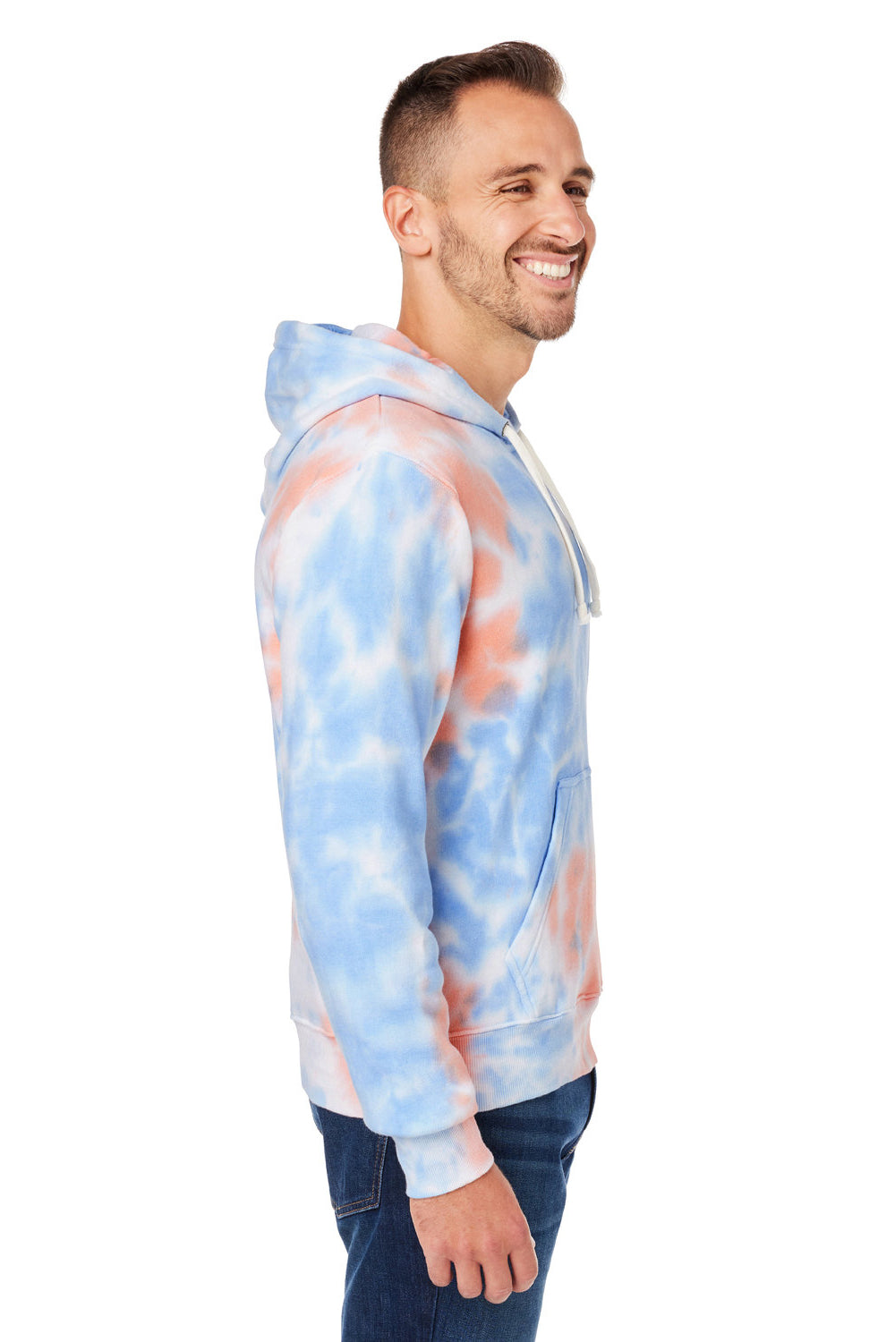 J America 8861JA Mens Tie-Dye Hooded Sweatshirt Hoodie Sunset Side
