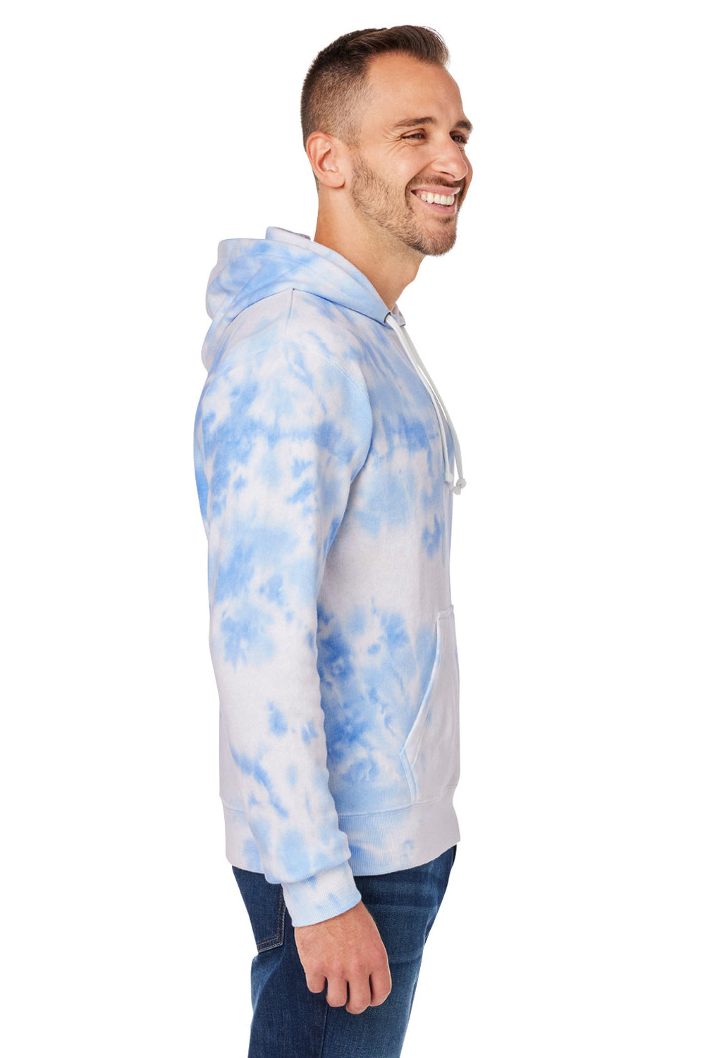 J America 8861JA Mens Tie-Dye Hooded Sweatshirt Hoodie Periwinkle Blue Side