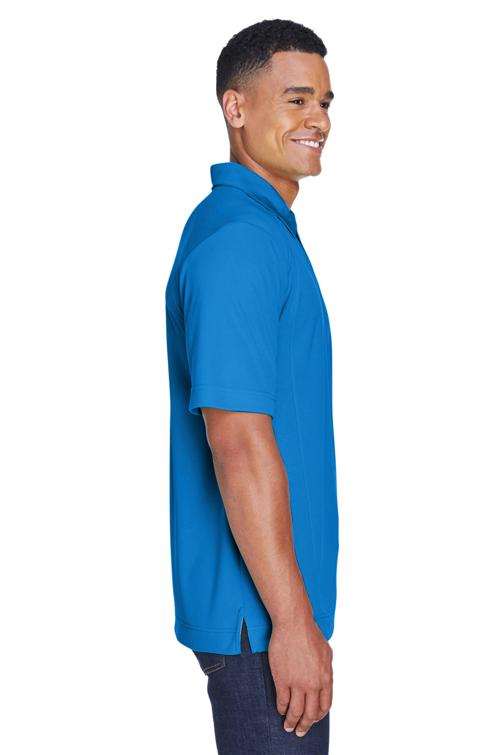North End 88632 Mens Sport Red Performance Moisture Wicking Short Sleeve Polo Shirt Nautical Blue Side