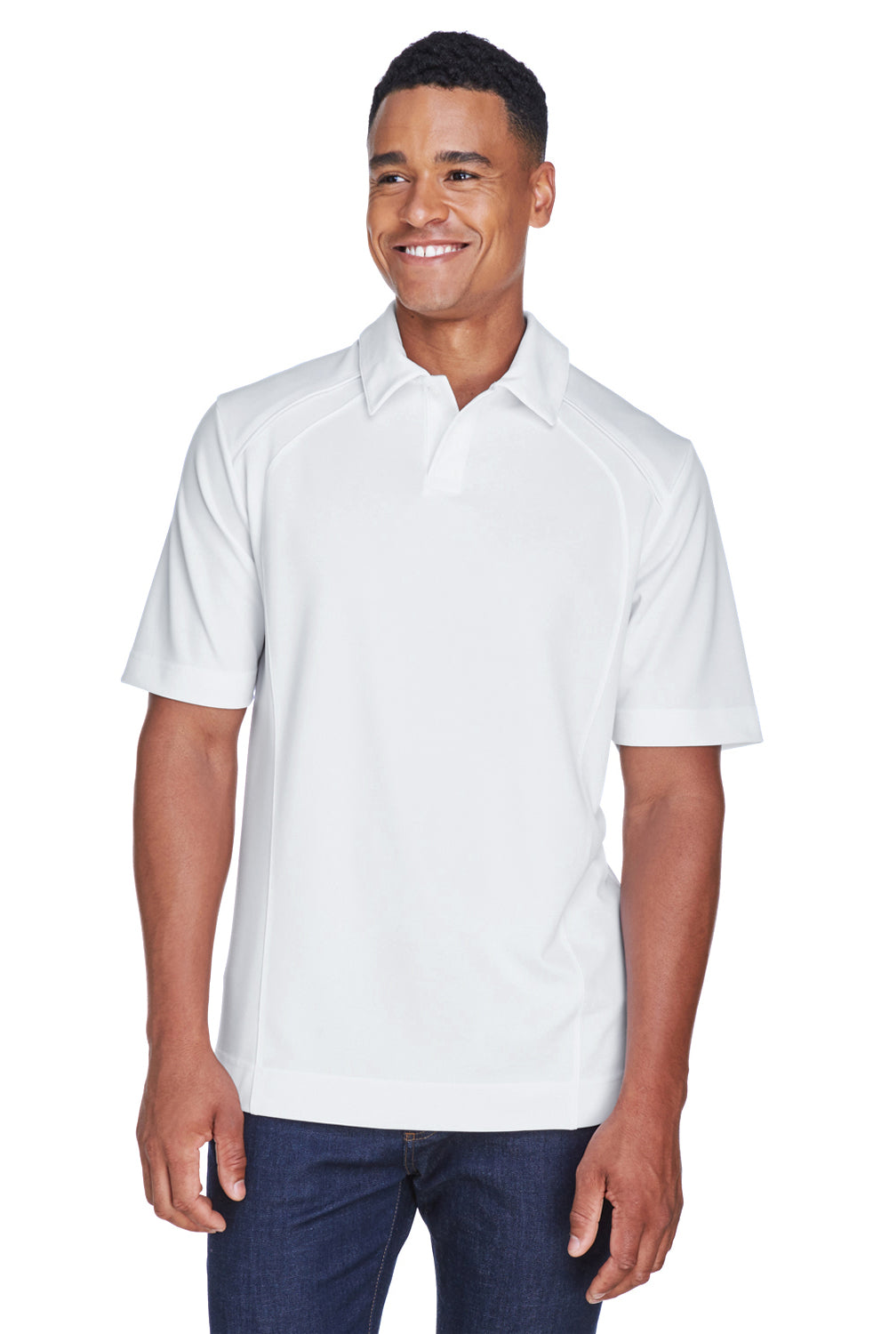 North End 88632 Mens Sport Red Performance Moisture Wicking Short Sleeve Polo Shirt White Front