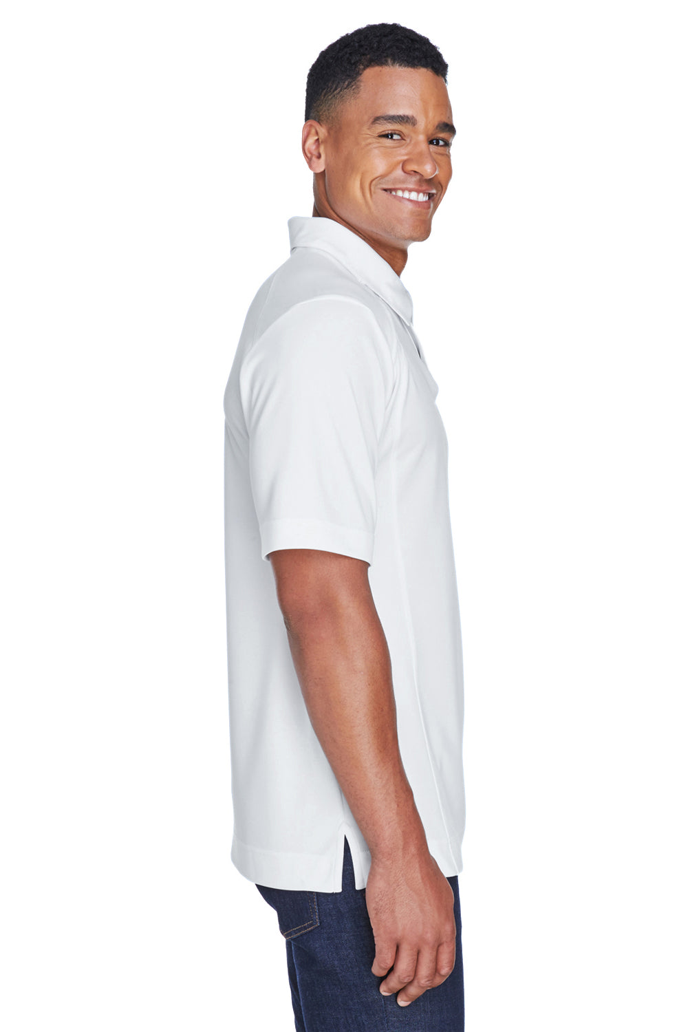 North End 88632 Mens Sport Red Performance Moisture Wicking Short Sleeve Polo Shirt White Side