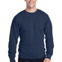 J America Mens Crewneck Sweatshirt - Navy Blue Triblend - NEW
