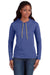 Anvil 887L Womens Long Sleeve Hooded T-Shirt Hoodie Heather Blue/Neon Yellow Front