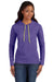 Anvil 887L Womens Long Sleeve Hooded T-Shirt Hoodie Heather Purple/Neon Yellow Front